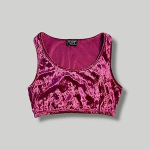 Magenta Pink Velvety Velour Bra Crop Top Midnight Hour Sz Lg Stretch Bralette